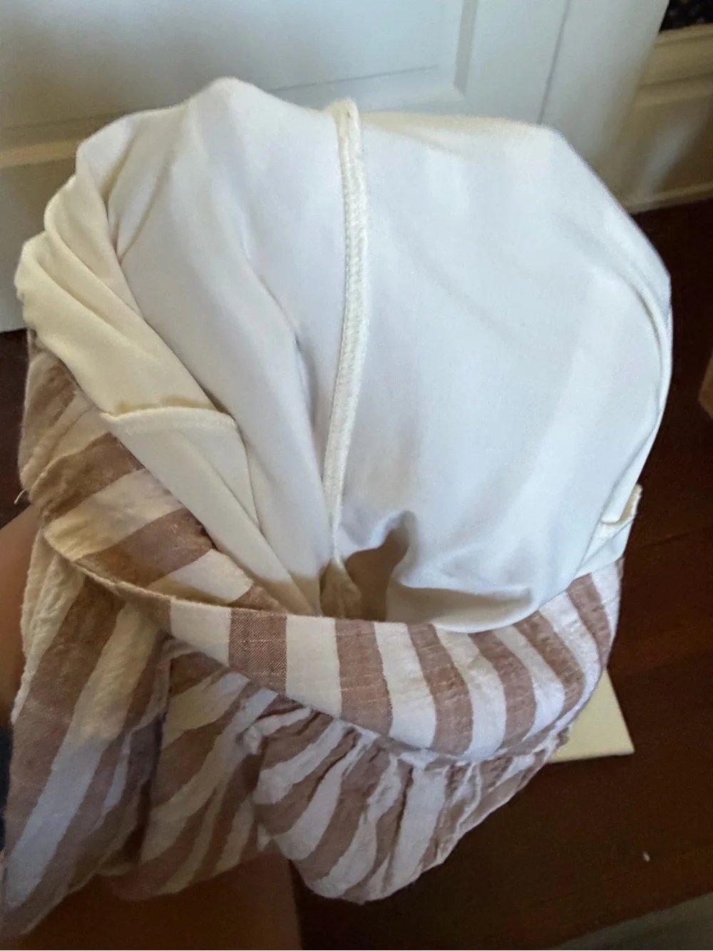 Old Navy Beige and White Striped Two-Piece Set